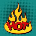 Hot flame silhouette comic text