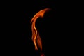 Hot flames on a black background. Beautiful flame of fire in the dark. Abstract of burning flames and smoke Royalty Free Stock Photo