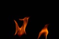 Hot flames on a black background. Beautiful flame of fire in the dark. Abstract of burning flames and smoke Royalty Free Stock Photo