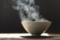 Steaming of hot food soup in a bowl. Royalty Free Stock Photo