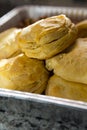 Freshly baked homemade buttermilk biscuits in natural light. A southern tradition Royalty Free Stock Photo