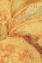 Hot fresh pancakes background, detailed flapjacks macro closeup
