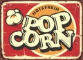 Hot and fresh popcorn vintage metal plate Royalty Free Stock Photo