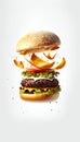 Hot and Fresh tasty delicious grilled hamburger. Ai generated