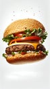 Hot and Fresh tasty delicious grilled hamburger. Ai generated