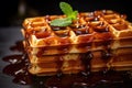 Hot fresh Viennese waffles with honey