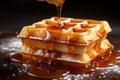 Hot fresh Viennese waffles with honey