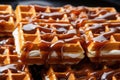 Hot fresh Viennese waffles with honey