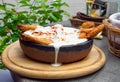 Hot Fried Chicken tobacco with herbs and sauce Royalty Free Stock Photo