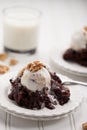 Hot Fudge Chocolate Cake with Ice Cream Royalty Free Stock Photo