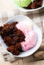 Hot Fudge Pudding Cake with ice cream Royalty Free Stock Photo