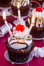 Hot Fudge Sundae Cupcakes Royalty Free Stock Photo