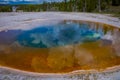 Hot geyser pool in Old Faithful area of Yellowstone National Park Royalty Free Stock Photo