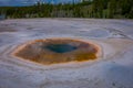 Hot geyser pool in Old Faithful area of Yellowstone National Park Royalty Free Stock Photo