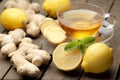 Hot ginger tea with lemon and honey Royalty Free Stock Photo