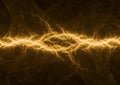 Hot golden yellow lightning, abstract electrical background