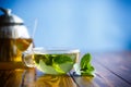Hot green tea with fresh mint Royalty Free Stock Photo