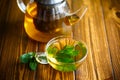 Hot green tea with fresh mint Royalty Free Stock Photo