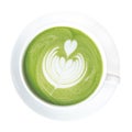 Hot green tea matcha latte cup with beautiful milk foam latte ar Royalty Free Stock Photo
