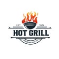 Hot Grill Logo Design Vector Template Royalty Free Stock Photo