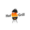 Hot Grill logo icon simple with open big flame on steam grill Royalty Free Stock Photo