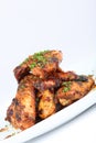 Hot grilled chicken wings on white Royalty Free Stock Photo