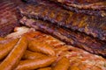 Hot Grilled Sausage and Ribs Royalty Free Stock Photo