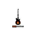 Hot guitar illustration fire logo design template vector Royalty Free Stock Photo