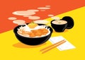 Hot Gyudon with Onsen egg and miso soup