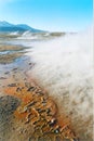 The hot and hellish landscape of El Tatio geysers in the Andes mountains Northern Chile