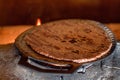 Hot homemade flatbread made of sorghum flour Royalty Free Stock Photo