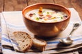 Hot homemade soup and bread