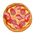 Hot juicy pizza meat, isolated vector illustration.
