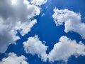 A hot June summer day with cumulus clouds and a deep blue sky