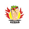 Hot kebab design logo - vector - fast food