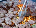hot lamb chops and meatballs barbecued