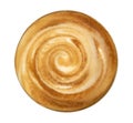 Hot latte cappuccino coffee spiral foam top view isolated on white background, clipping path Royalty Free Stock Photo