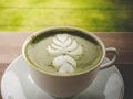 Hot latte matcha green tea Royalty Free Stock Photo