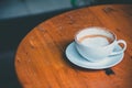Hot latte on the table, coffee cup Royalty Free Stock Photo