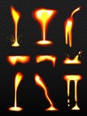 Hot lava. Burning liquid glowing lava decent vector pictures set Royalty Free Stock Photo