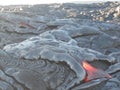 Hot Lava Flowing on Big Island, Hawaii. Royalty Free Stock Photo