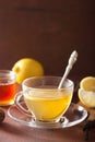 Hot lemon ginger tea in glass cup Royalty Free Stock Photo