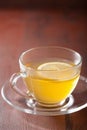 Hot lemon ginger tea in glass cup Royalty Free Stock Photo