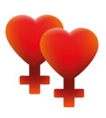Hot Lesbian Love Symbol Two Hearts