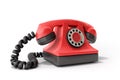 Hot line concept Red vintage telephone taking a call ideal for c Royalty Free Stock Photo