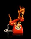 Hot line phone in fire Royalty Free Stock Photo