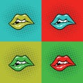 Hot Lips Vector Illustration Pop Art