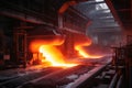 Hot liquid iron in the steel industry created with generative AI technology Royalty Free Stock Photo