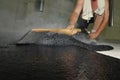 Hot liquid mastic asphalt on the floor
