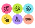 Hot loan, Touchpoint and Copyright chat icons set. Cogwheel timer, Disabled and Ram signs. Vector